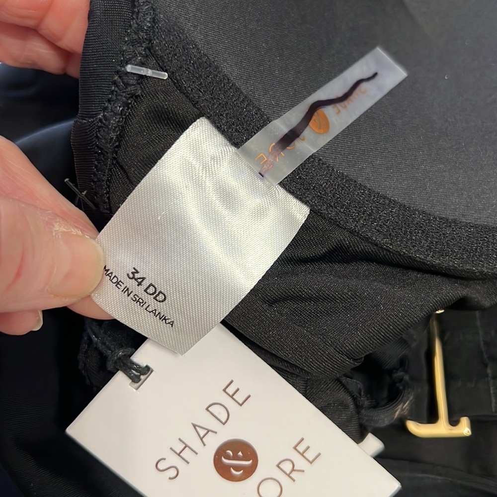 NWT Shade and Shore Black Plunge One Piece Swimsuit Size 34DD - Picture 7 of 13